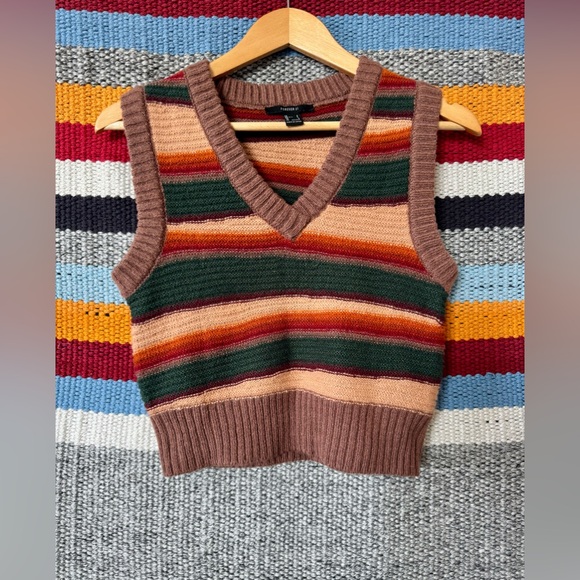 Forever 21 Sweaters - Forever 21 Multicolor Striped V-Neck Sweater Vest